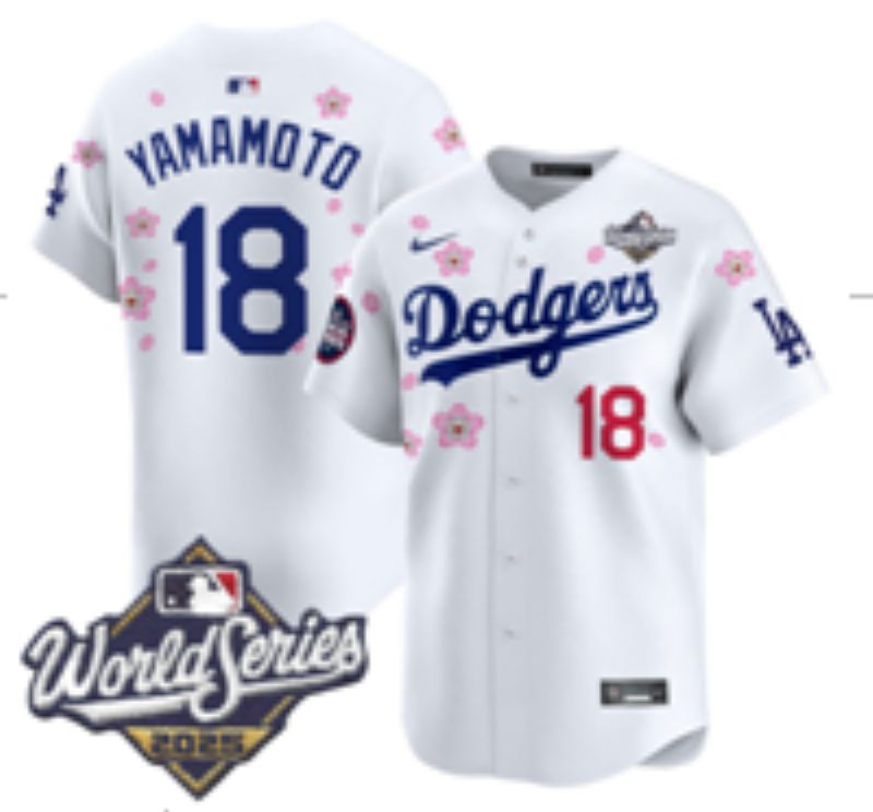 Men Nike 2026 Los Angeles Dodgers #18 Yamamoto White Sakura Edition Game MLB Jersey 073->women mlb jersey->Women Jersey